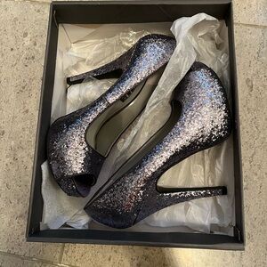 Vera Wang Glitter Peep Toe